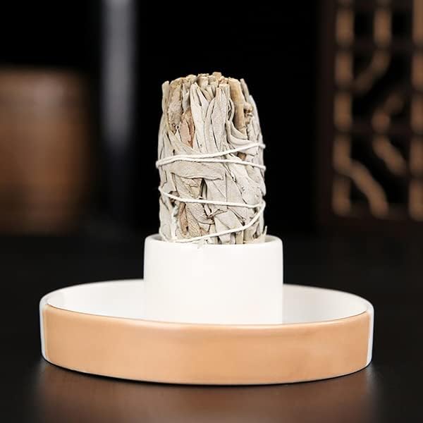 Sage Holder, White Sage Burner, Smudge Bowl, Palo Santo Holder, 3 in 1Incense Holder, Ceramic Sage Holder for Burning, Incensario White Sage Bundle Holder for Aromatic Accessories