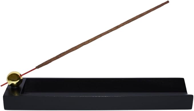 Black V-Shape Tray Wooden Incense Stick Holder