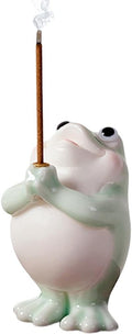 Frog Incense Holder for Sticks, Ceramic Incense Holder Cute Frog Figurines Incense Stick Holder, Insence-Sticks Burner Incense Burner Holder for Yoga Meditation Home Office Decor (without Ash Catcher)