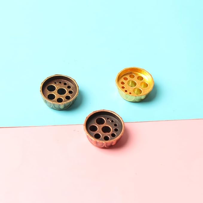 Acxico 9pc Mini 10-Hole Incense Burner, Golden/Copper/Bronze Metal Decor for Meditation Zen Yoga Outdoor Spa