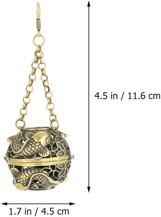 GANAZONO Hanging Incense Burner Ball Hollow Censer with Lock Circle Design 4.56X3.54X1.77In Brass Hanging Incense Holder for Home Fragrance Meditation and Decorative Accent 2 Pack