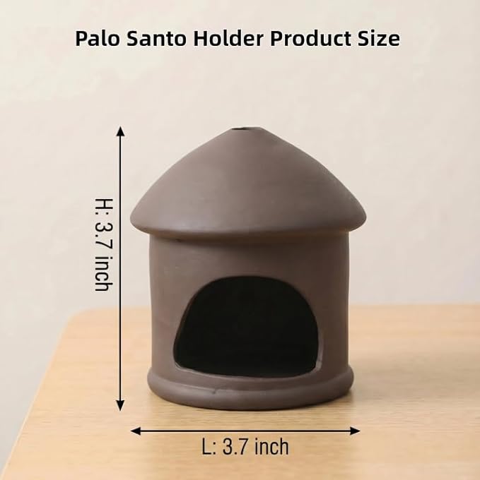 Palo Santo Holder, Sage and Palo Santo Stick Burner Holder, Chiminea Incense Holder, Handmade Ceramic Smudge Bowl, Ash Catcher with Mini Chimney, for Energy Cleansing, Yoga, Meditation Relaxation