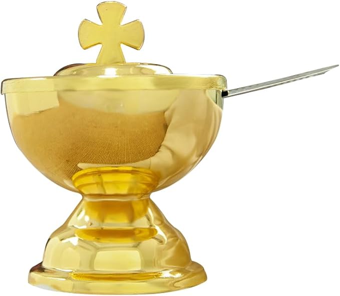 Orthodox Church Mass Supplies Greek Style Incense Burner Holy Grail with Spoon Religious Gift Altar Decoration (Holy Grail)