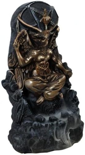 Ebros Sabbatic Goat of Mendes Samael Lilith Baphomet with Pentagram Sigil Backflow Cone Incense Smoke Burner Decorative Figurine 7.5" Tall LaVeyan Serpent Skulls Occultic Accent