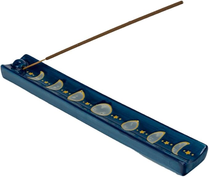 Pacific Giftware Moon Phase Ceramic Incense Burner with Celestial Design Ideal for Meditation Aromatherapy and Home Decor Display 10" Long