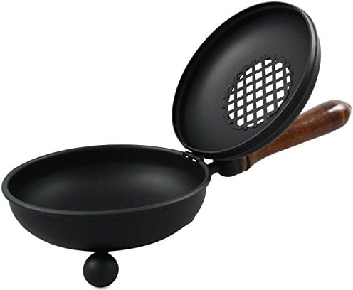 Black Iron Incense Burner with Wooden Handle and Folding Lid – Premium 4.72-Inch (Diameter) Censer for Burning Incense and Herbs on Charcoal – Elegant and Durable Design for Aromatherapy