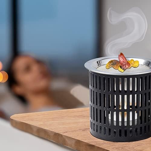Incense Burner to use with tealight, Iron in Black, Height 3.15 inch