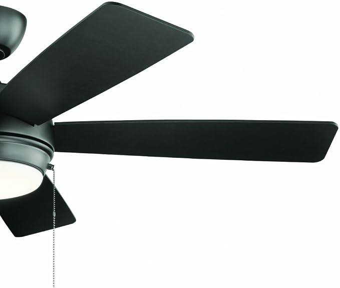 Kichler Starkk 52 in 5-Blade Ceiling Fan with LED Light, Modern Indoor Fan with Etched Cased Opal Glass in Polished Nickel, Reversible Silver and Walnut Blades, 330174PN