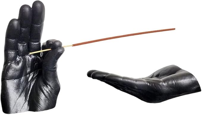 Hand Incense Holder for Sticks, Incense Burner Ash Catcher, Hand-Shaped Incense Burner Stand, for Meditation and Decoration (Black)