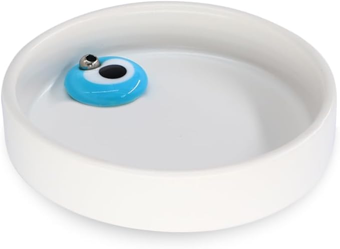 Sermo Evil Eye Ceramic Incense Holder Burner (White with Blue Evil Eye)