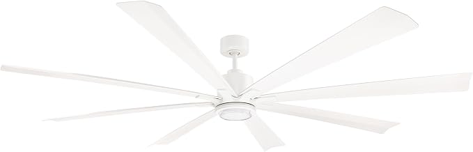 Modern Forms Size Matters Indoor and Outdoor 8-Blade 84in Smart Ceiling Fan in Matte White with 2700K-3000K-4000K-5000K Selectable LED Light Kit and Remote Control with Alexa and iOS or Android App