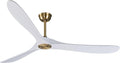 Bigzone 70" Large White Ceiling Fan With Remote Control, DC Motor Quiet Energy Saving,3 Black Balsa Wood Blades,Outdoor/Indoor Ceiling Fan With Reversible Blades