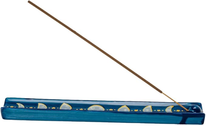 Pacific Giftware Moon Phase Ceramic Incense Burner with Celestial Design Ideal for Meditation Aromatherapy and Home Decor Display 10" Long