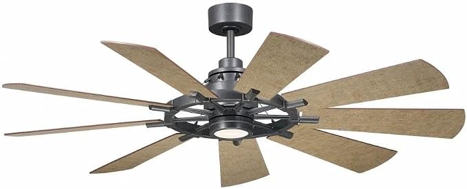 Kichler Gentry 60 in Ceiling Fan with Integrated LED Light, 5 Blade Indoor Modern Farmhouse Fan in Anvil Iron for Living Room, Dining Room, Kitchen, 300260AVI