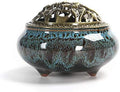Ceramic Incense Burner, Coil Cone Stick Incense Burner Holder, Home Ornaments Incense Seat, Disc Censer Zen Decor (Fambe Blue)
