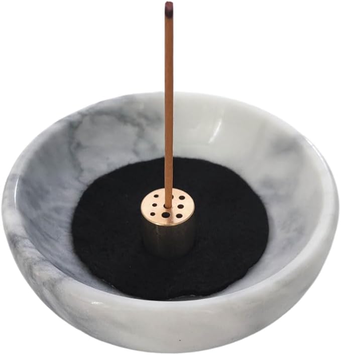 Handmade Natural Marble Incense Holder 9 Hole Ash Catcher Tray for Incense Sticks, Palo Santo & Sage | Spiritual Home Decor Gift for Yoga, Meditation (Pale)