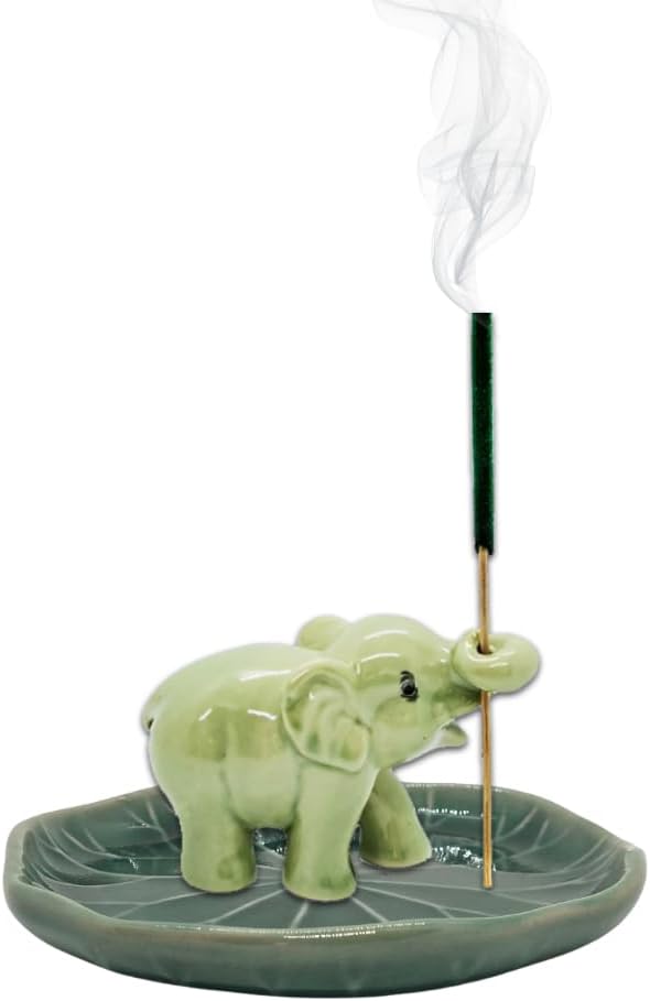 Tiny 4" Dark Green Lotus Leaf Shaped Tray - Handmade Ceramic Porcelain Decorative Plate Dish Catchall Miniature Container for Jewelry Personal Items Incense Holders Trays Décor Gifts