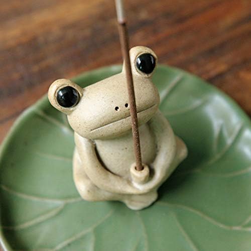 Sizikato Cute Frog Incense Burner Incense Holder with Lotus Leaf Tray.