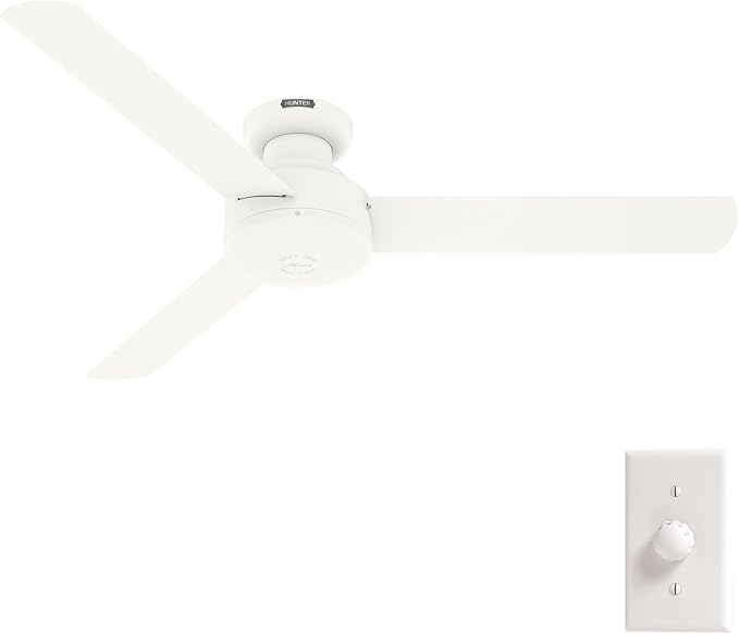 Hunter Presto, Indoor, Ceiling Fan, Wall Control, 52 inch, Matte White | For Bedroom, Living Room, Kitchen, Home Office, 52408