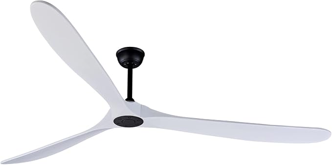 88 Inch Ceiling Fan Without Light, 3 Solid Wood Blades, Remote Control | 6 Speeds Available, Noiseless, fit for Flat/Sloped Ceiling, Wood Blades, desgin for Bedroom/Living Room/Dining Room