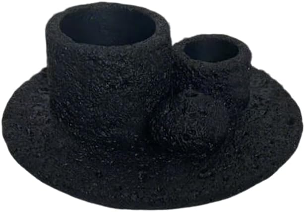 4 in 1 Cement Holder for Incense Sticks/Palo Santo/Sage Sticks/Candle (Black)