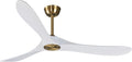 Bigzone 60" Indoor/Outdoor Ceiling Fan Without Light, Quiet Energy Saving DC Motor,3 White Balsa Wood Blades,Modern Ceiling Fan With Remote Control, Reversible Blades
