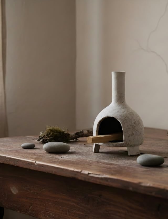 Sculptural Ceramic Incense Holder & Burner, Handmade Textured Clay with White Glaze, for Sage & Palo Santo, Rustic Natural Centerpiece for Wabi-Sabi Yoga & Meditation