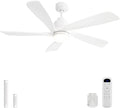 Sofucor White Ceiling Fan with Lights and Remote, 52 Inch Modern Wood Ceiling Fan for Indoor Farmhouse Bedroom Living Room Outdoor Patio Porch, Quiet, Reversible DC Motor