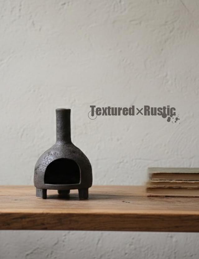 Sculptural Ceramic Incense Holder & Burner, Handmade Textured Clay with Black Glaze, for Sage & Palo Santo, Rustic Natural Decor for Wabi-Sabi Yoga & Meditation