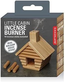 Kikkerland Miniature Log Cabin Little Cabin Wood Incense Burner