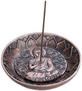Ebros Gift Meditation of Shakyamuni Buddha Mini Incense Stick Holder Burner Round Dish Medallion Figurine 5" Diameter Zen Feng Shui Vastu Home Fragrance Tabletop Altar Decor