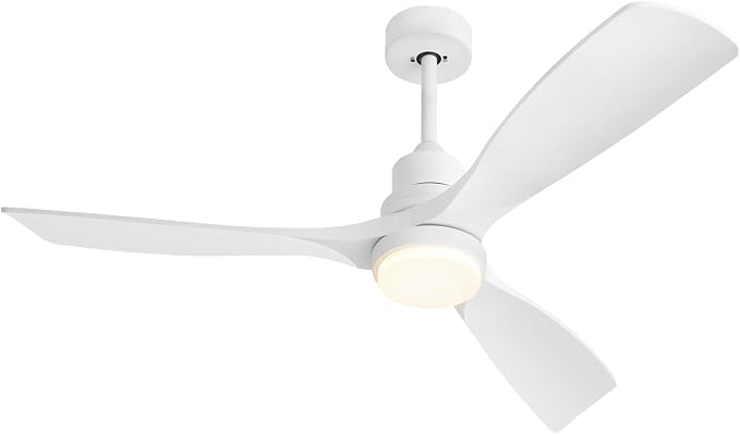 52 Inch Ceiling Fans with Lights Remote, White Ceiling Fans 3-Color Light, Timer, ETL Listed, 3 Downrods, 3 Blades, 6 Speed Modern Fan Quiet Reversible DC Motor for Patio Outdoor,52in,White