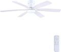 Kviflon 52 Inch Modern Ceiling Fans with Lights Remote Control, Low Profile Flush Mount, 6 Reversible Plastic Blades, 6 Speeds, 3CCT Dimmable LED Lights for Bedroom Kids Room, White