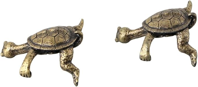 2pcs Antique Copper Kung Fu Turtle Stick Incense Holder, Small Turtle Incense for Aromatherapy, Yoga, Meditation, Mini Cute Animal Statue Home Incense Holder