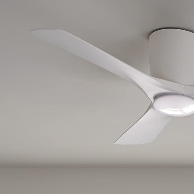 Kichler Volos 48” Indoor Ceiling Fan with LED Light and Wall Control in Matte White, Contemporary Ceiling Fan with Light, 300032MWH