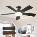 Passky Ceiling Fans with Lights, 42 Inch Smart Ceiling Fan with Remote/APP/Alexa Voice Control, Flush Mount, 3CCT, Reversible, Dimmable, Quiet, Small Sleek Ceiling Fan for Bedroom, Living Room, Black