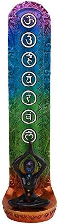 Pacific Giftware Spiral Goddess Incense Holder with Multicolor Chakra Symbols Yoga and Meditation Decor for Home or Spiritual 9" Tall