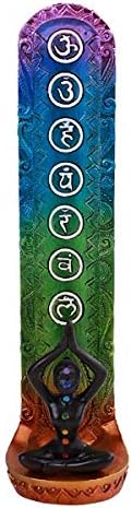 Pacific Giftware Spiral Goddess Incense Holder with Multicolor Chakra Symbols Yoga and Meditation Decor for Home or Spiritual 9" Tall