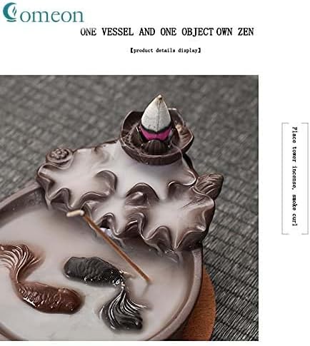 Two Fishes Incense Holders Ceramic Backflow Incense Burner Purple Clay Smoke Cone Sticks Holder (Fish)