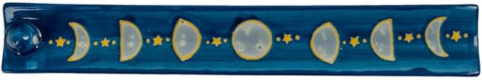 Pacific Giftware Moon Phase Ceramic Incense Burner with Celestial Design Ideal for Meditation Aromatherapy and Home Decor Display 10" Long