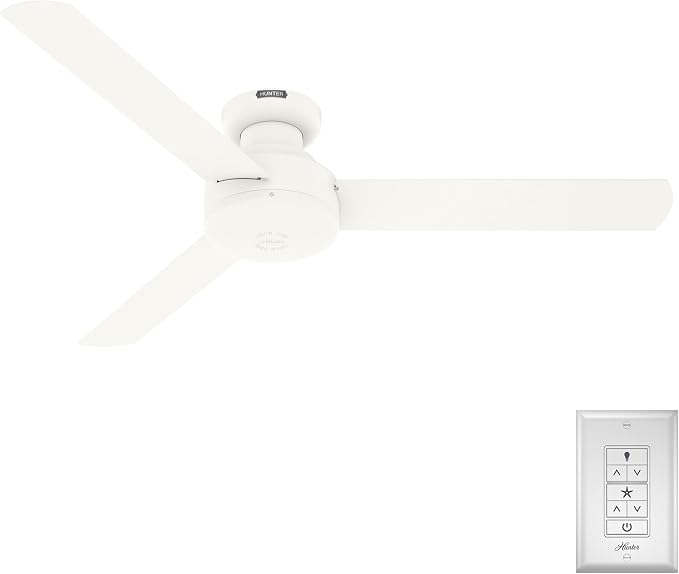 Hunter Presto, Indoor, Ceiling Fan, Wall Control, 52 inch, Matte White | For Bedroom, Living Room, Kitchen, Home Office, 52408