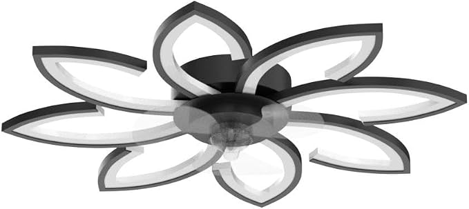 35'' Bladeless Ceiling Fan with Lights Remote Control, Modern Low Profile Ceiling Fans with Lights, Dimmable 3 Color 6 Speeds Flush Mount LED Ceiling Fan for Bedroom, Living Room - Black
