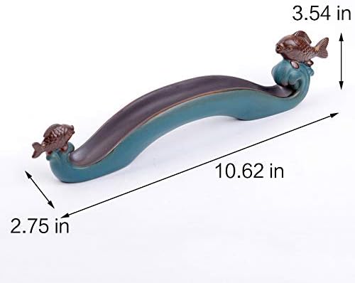 NAGU Cute Incense Holder Fish, Ceramic Incense Stick Holder Double Incense Burner, Funny Long Incense Ash Tray for Home Decoration, Yoga. Meditation, Tea
