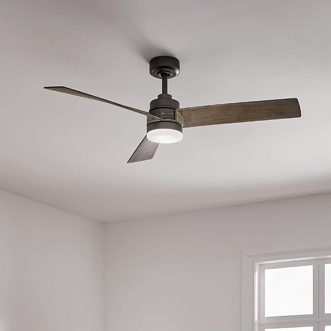 KICHLER Spyn 52 in. Integrated LED Indoor Brushed Nickel Downrod Mount Ceiling Fan with Light Kit and Wall Control 300275NI