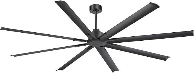84-inch industrial ceiling fan, 6-speed garage ceiling fan with remote control, 8 aluminum blades, large ceiling fan with a quiet reversible DC motor suitable for garages, gyms, and offices.