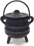 New Age Imports, Inc. Cast Iron Cauldron w/Handle & lid, Ideal for smudging, Incense Burning, Ritual Purpose, Decoration, Halloween Decoration, Candle Holder, etc. (Ribbed Style 4" High, 2.25" Dia)