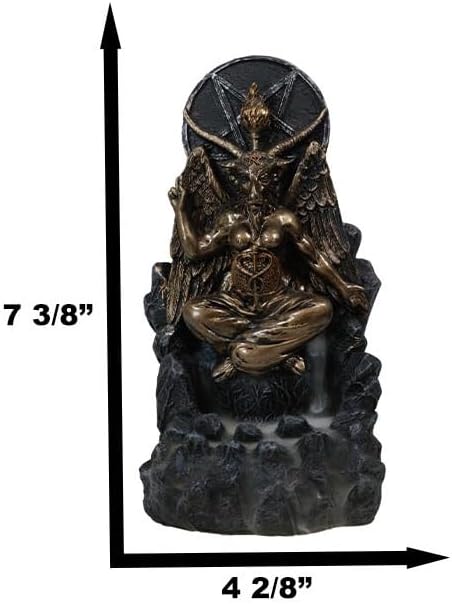 Ebros Sabbatic Goat of Mendes Samael Lilith Baphomet with Pentagram Sigil Backflow Cone Incense Smoke Burner Decorative Figurine 7.5" Tall LaVeyan Serpent Skulls Occultic Accent