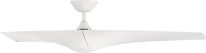 Modern Forms Zephyr 3 Blade 62 in. Indoor and Outdoor Smart Downrod Ceiling Fan with Remote Control - Integrated LED Selectable 4CCT 2700K-3000K-4000K-5000K - Matte White