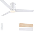 CJOY Ceiling Fans with Lights, 52 Inch Low Profile Ceiling Fans with Light and Remote, Reversible DC, Flush Mount, 3CCT，Dimmable, Modern Indoor/Outdoor Design for Bedroom, Living Room, Patio(White)