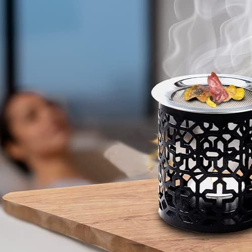 Black Iron Incense Burner with Sieve Height 3.15 inch [Handmade] for Burning Incense with a Tealight